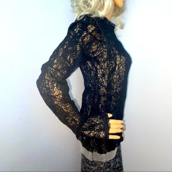 Pete Wool Sweater – Crew Neck, Long Sleeves, Raw Edge Hem – Black & Tan - Picture 5 of 13